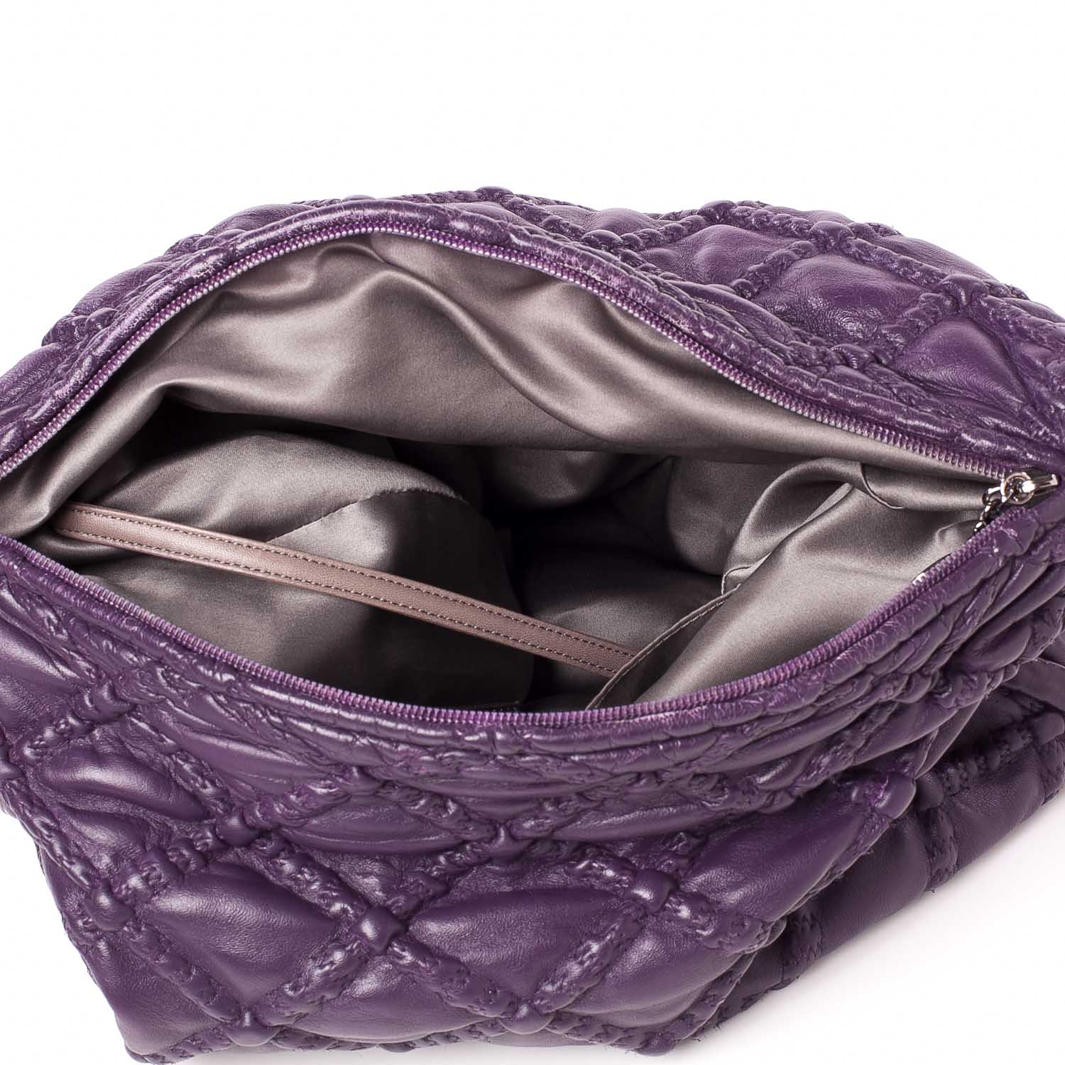 Chanel Quilted Lambskin Hidden Chain Hobo Purple 9 of 9