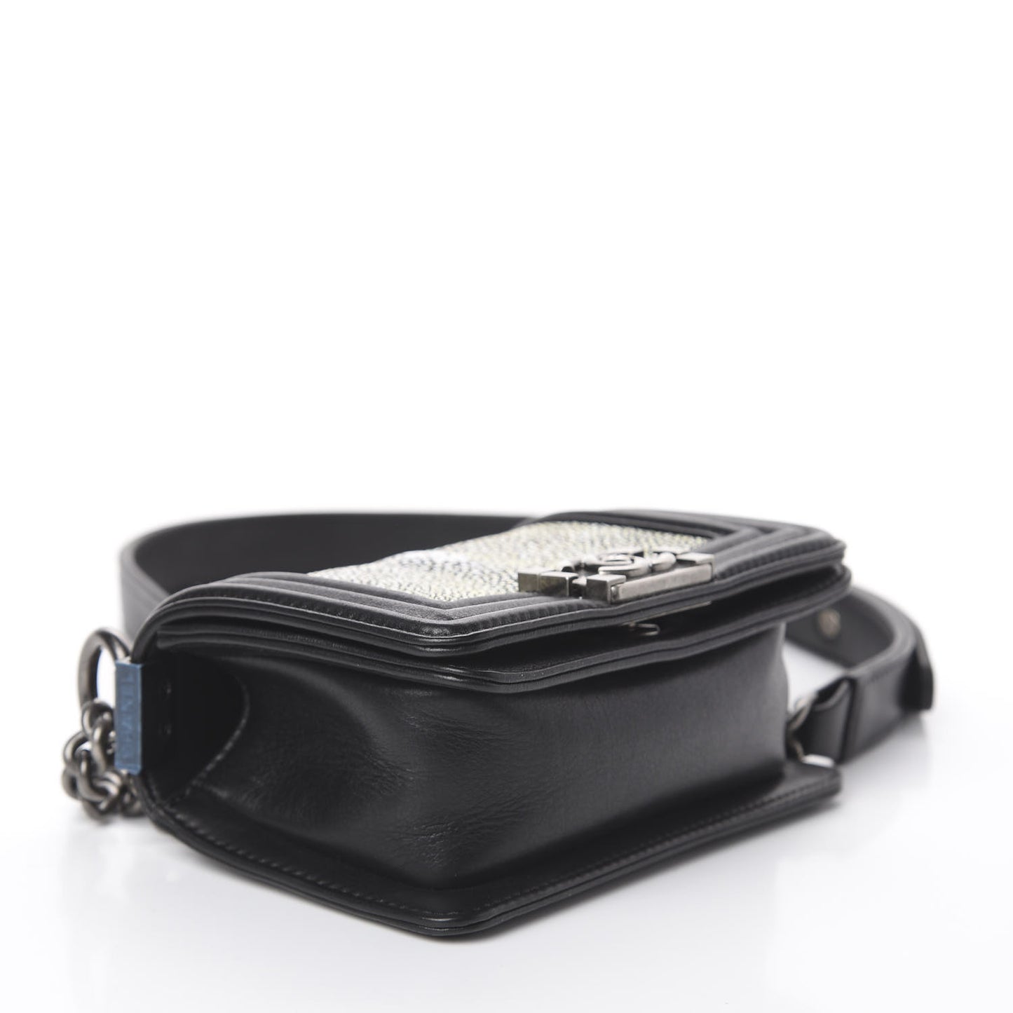 Galuchat Stingray Mini Boy Flap Black Silver