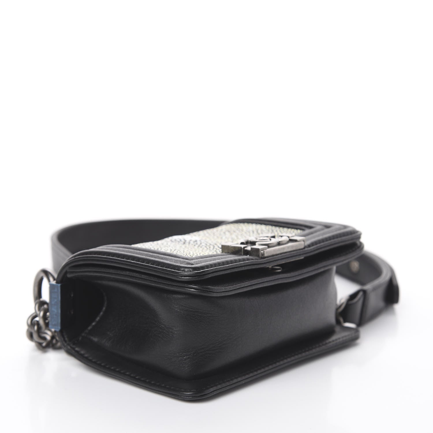 Chanel Galuchat Stingray Mini Boy Flap Black Silver 3 of 9