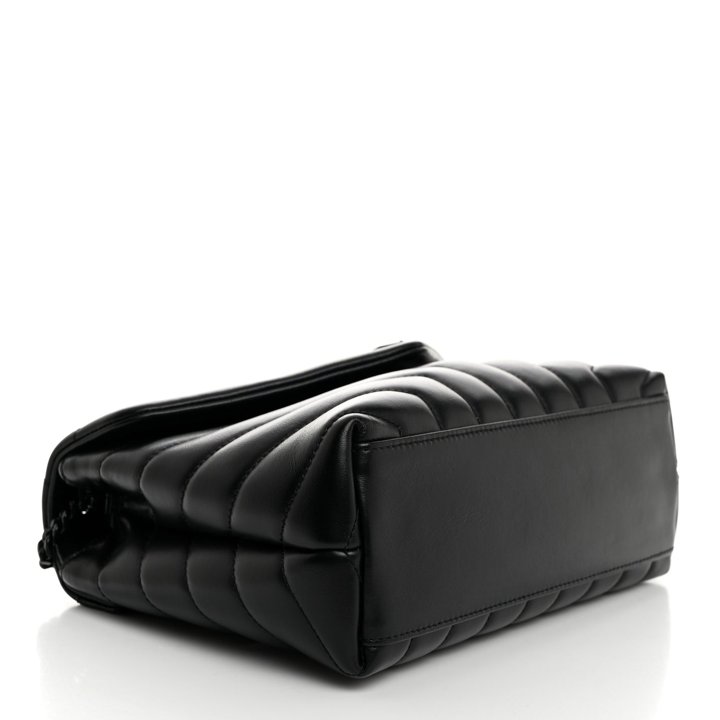 Calfskin Y Quilted Monogram Monochrome Small Loulou Chain Satchel Black