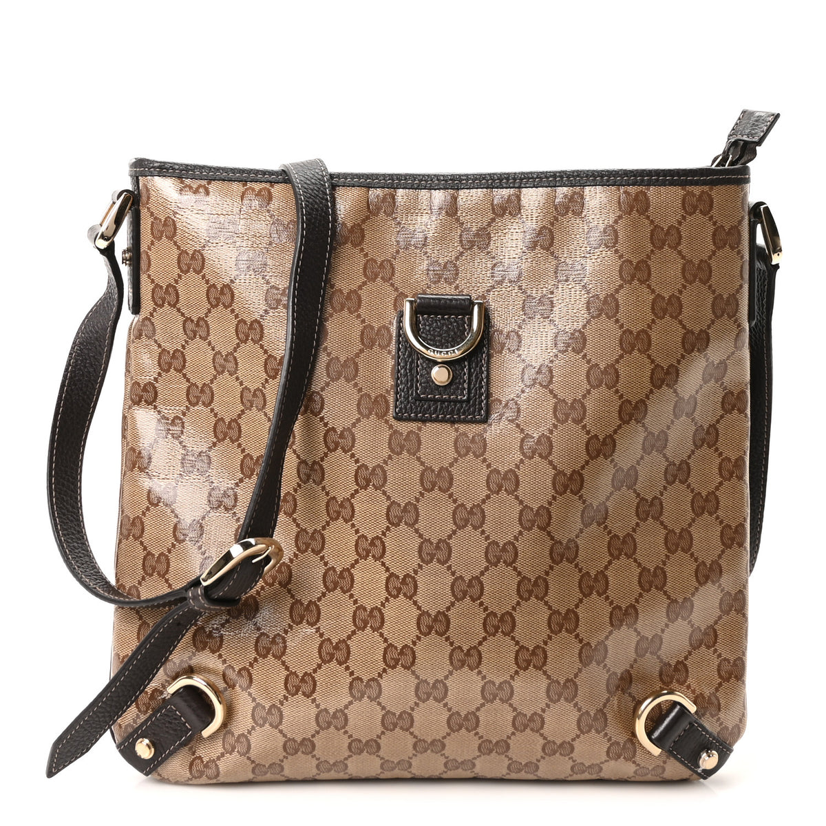 Gucci Crystal Monogram Abbey Messenger Bag Beige Dark Brown 1 of 10