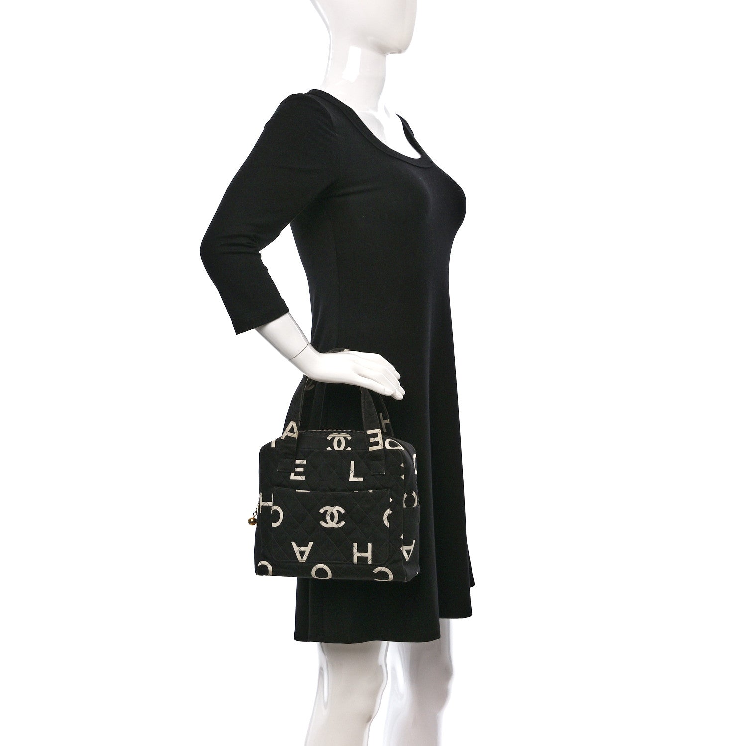 Chanel Denim CC Logo Top Handle Black 2 of 10