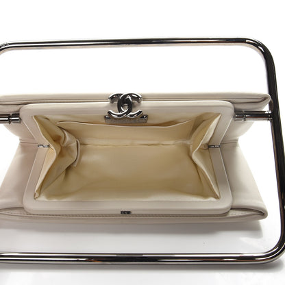 Chanel Lambskin Swivel Frame Clutch White 5 of 11