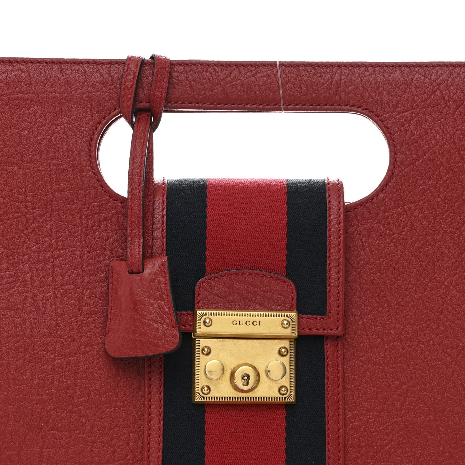 Gucci Calfskin Web Padlock Tote Red 8 of 10