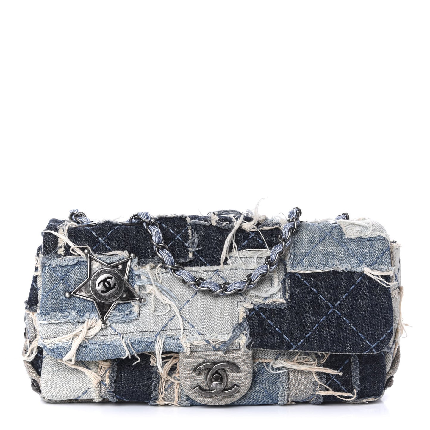Denim Patchwork Paris Dallas Single Flap Blue