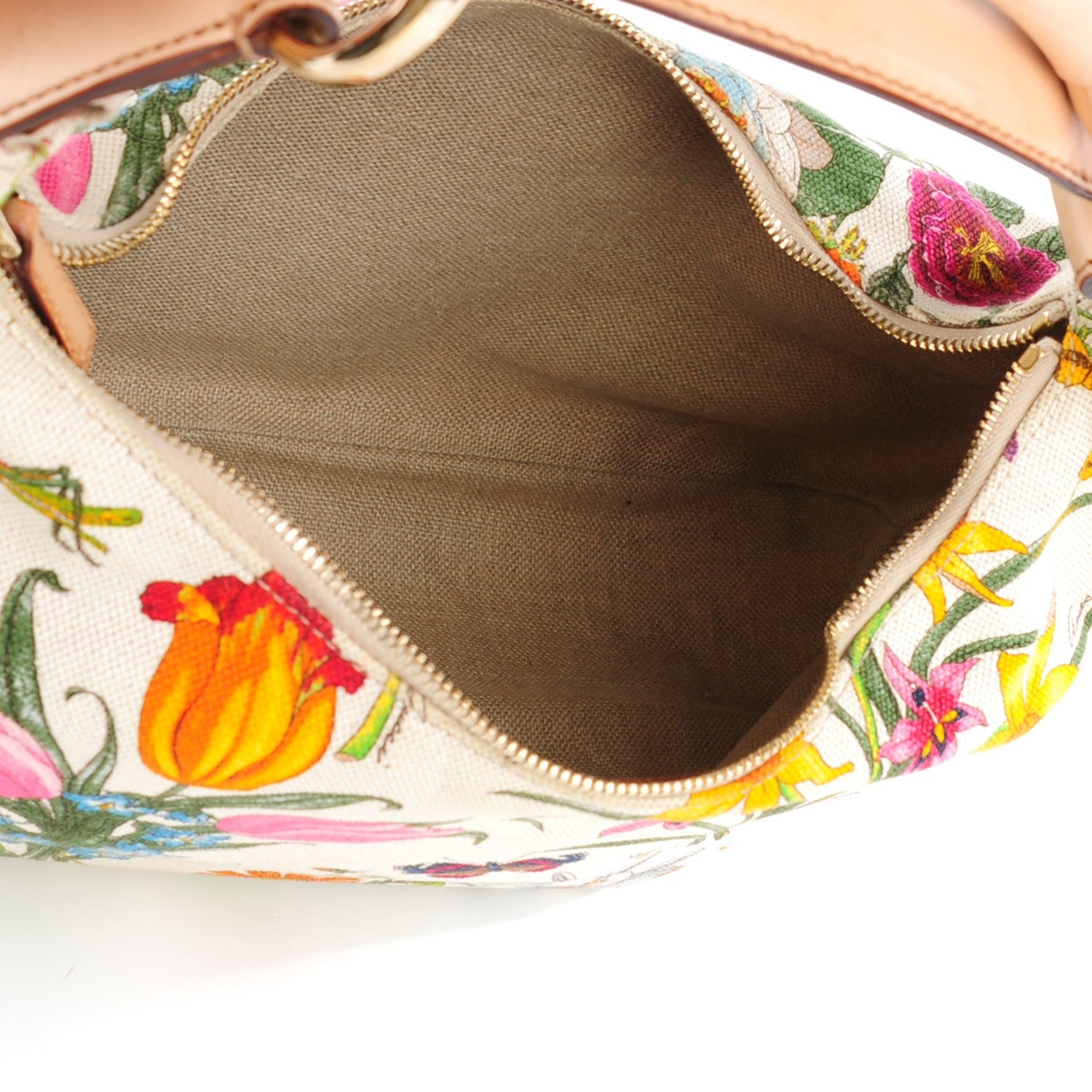 Gucci Canvas Medium Flora Floral Horsebit Chain Hobo White 5 of 8