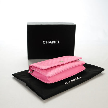 Chanel Lambskin Micro Quilted Wallet On Chain WOC Pink 4 of 8
