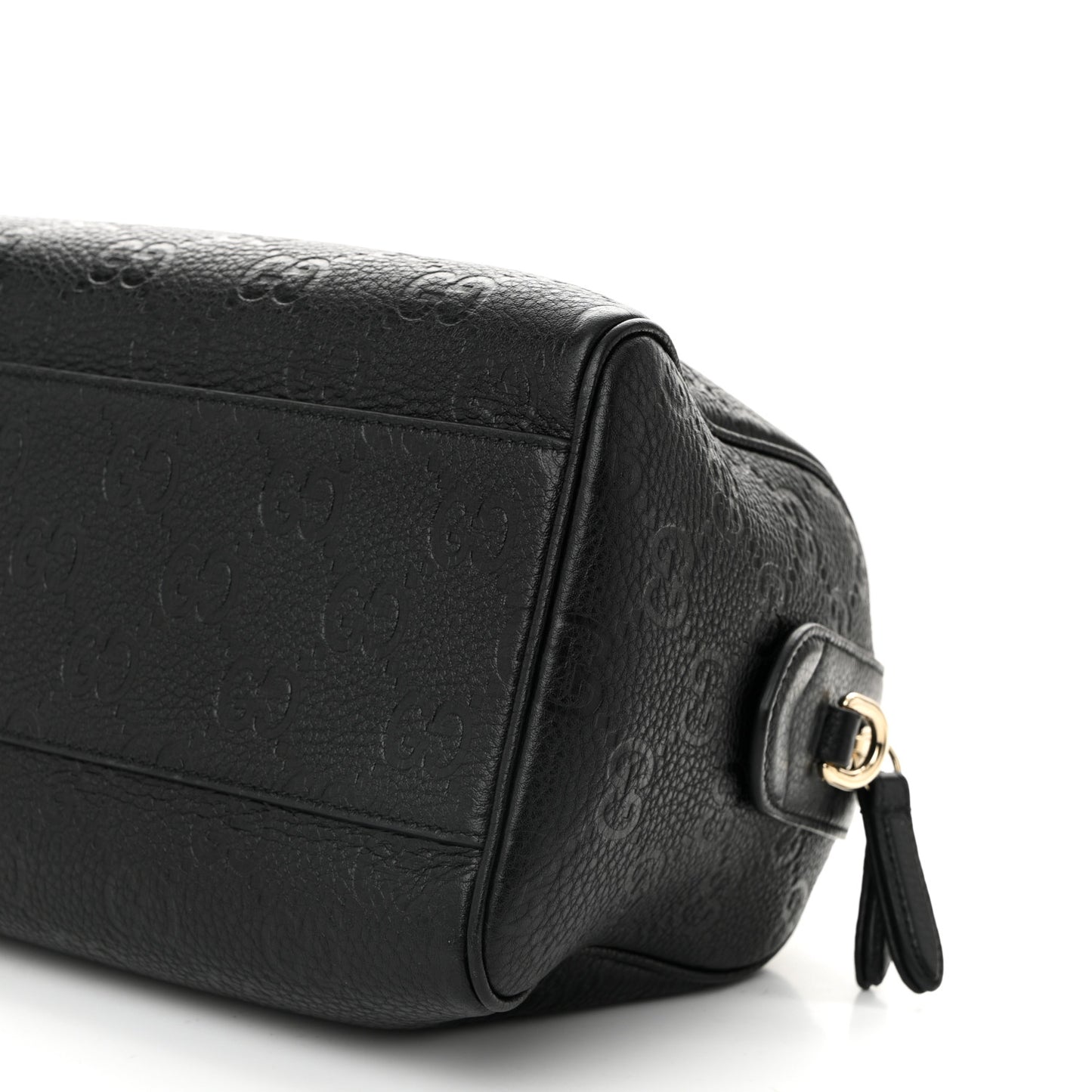 GG Grainy Calfskin Emblem Small Top Handle Bag Black