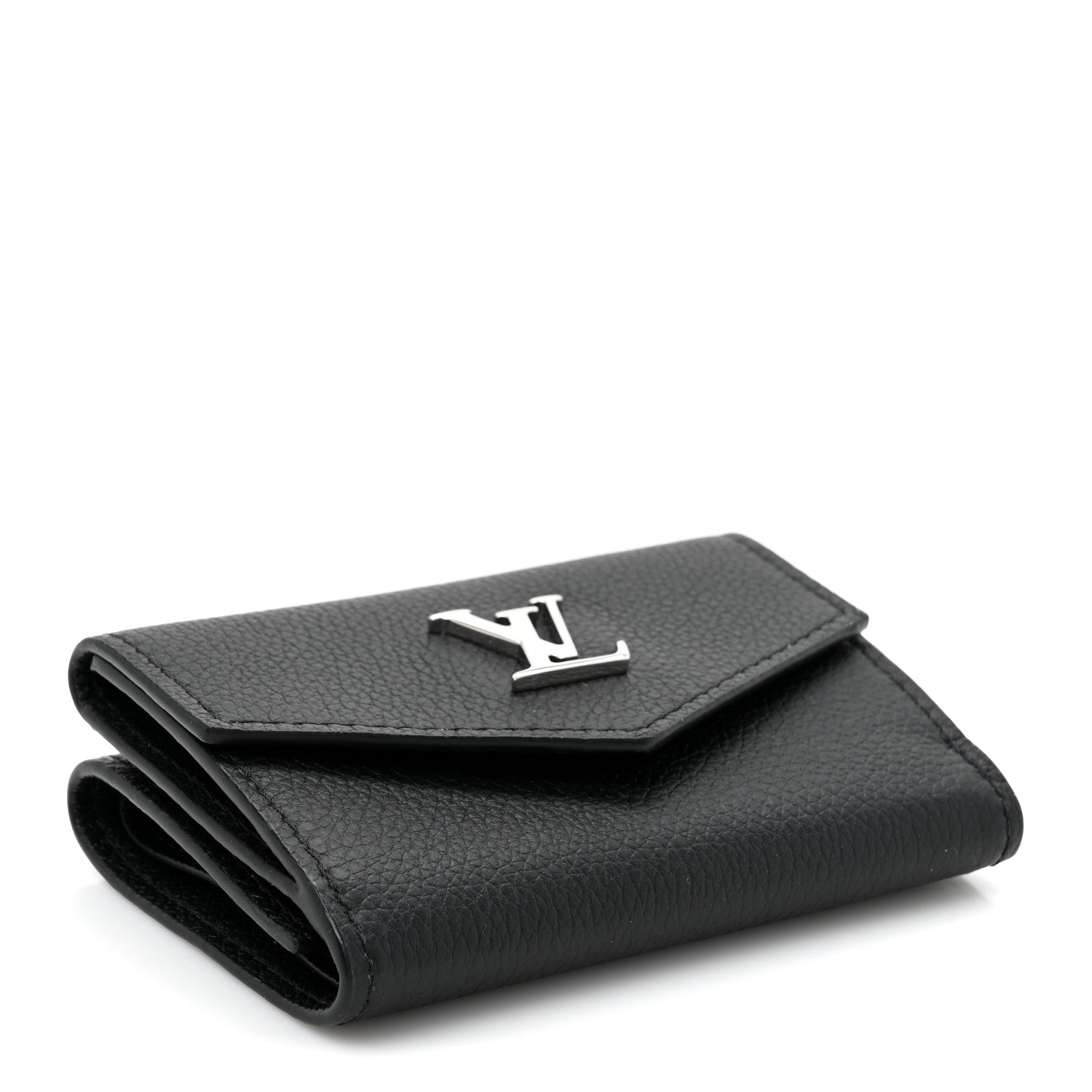 Louis Vuitton Soft Calfskin Lockmini Wallet Black 4 of 8