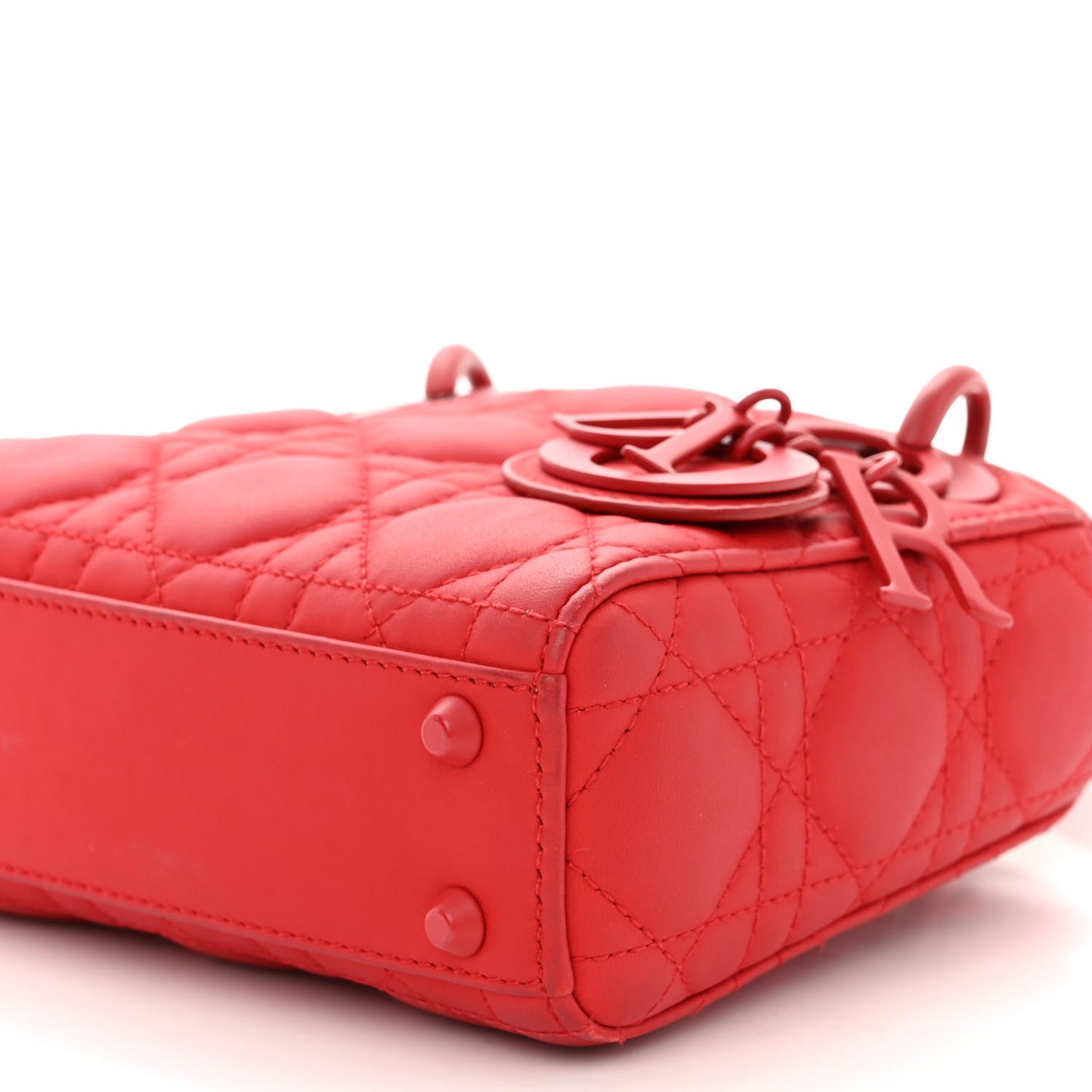 Ultra Matte Calfskin Cannage Micro Lady Dior Red