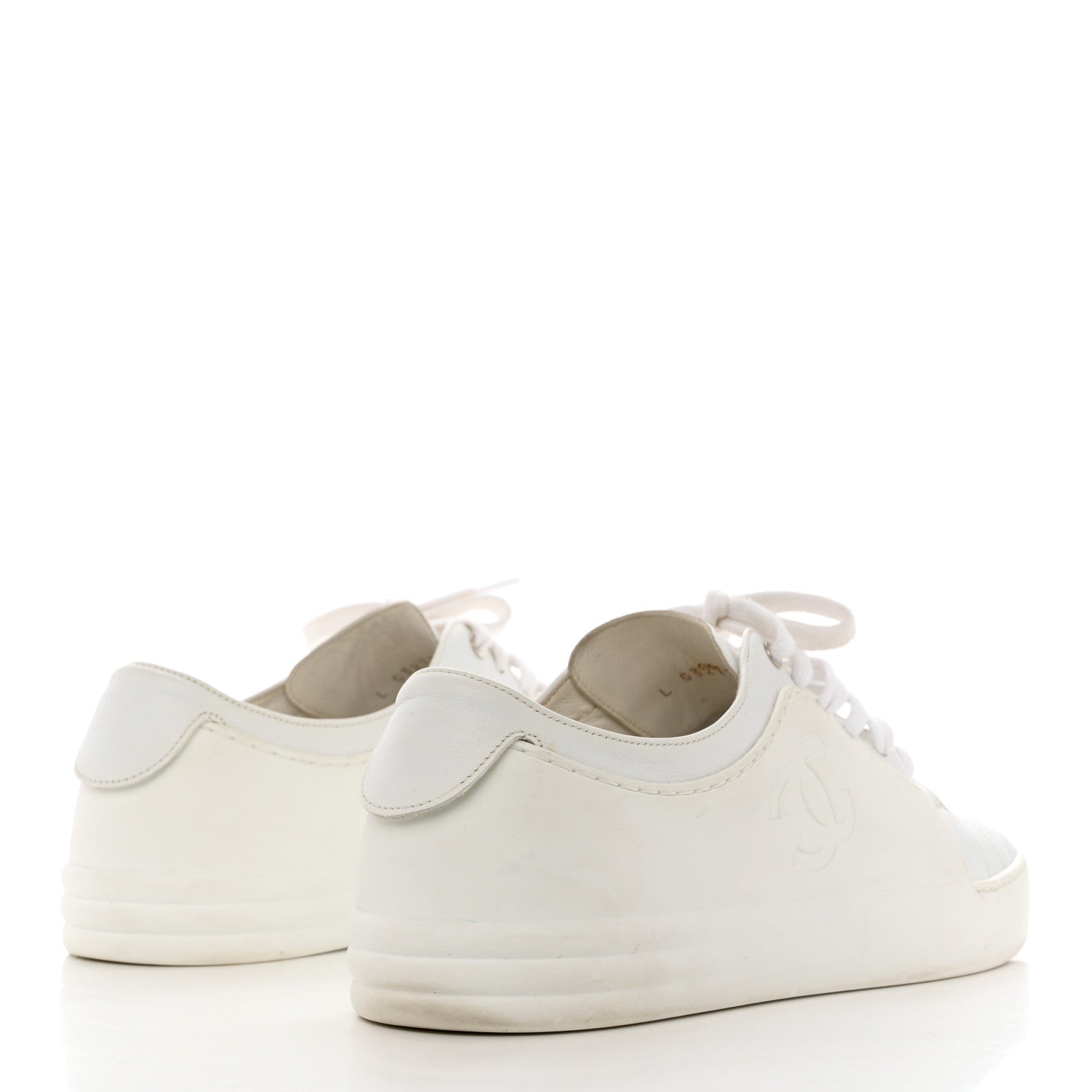 Chanel Calfskin Gum Womens CC Sneakers 39 White 4 of 13