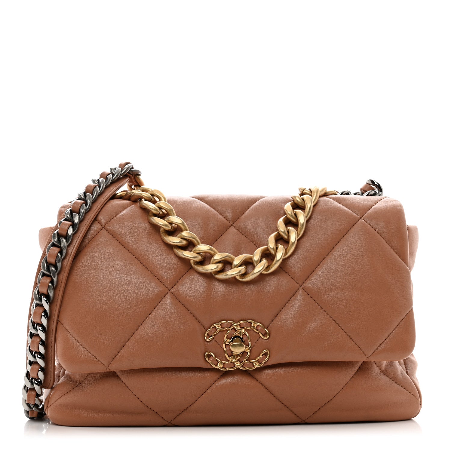 Chanel Lambskin Quilted Large Chanel 19 Flap Brown 1 of 10