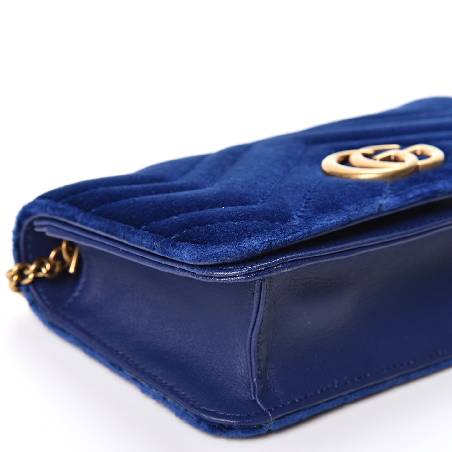 Velvet Matelasse GG Marmont Mini Bag Cobalt Blue