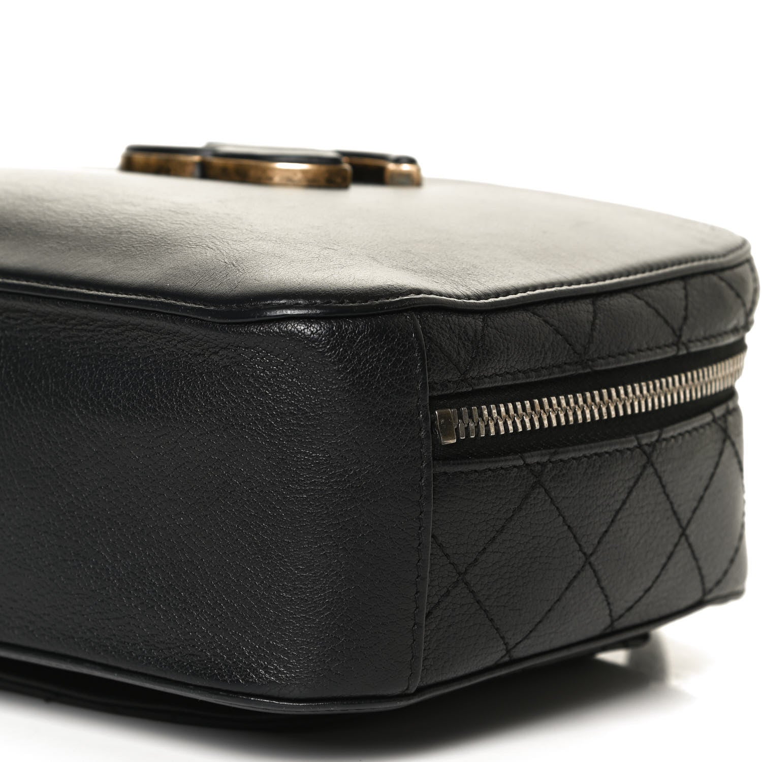 Chanel Shiny Calfskin Goatskin Quilted Coco Curve Vanity Black 10 of 10