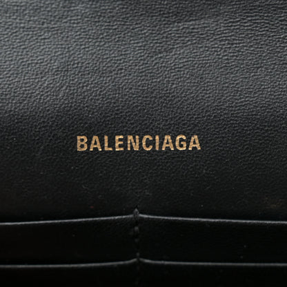 Balenciaga Shiny Calfskin Crocodile Embossed Hourglass Chain Bag Black 6 of 12