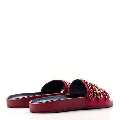 Chanel Satin Chain Flat Sandals 39 Dark Fuchsia 4 of 10