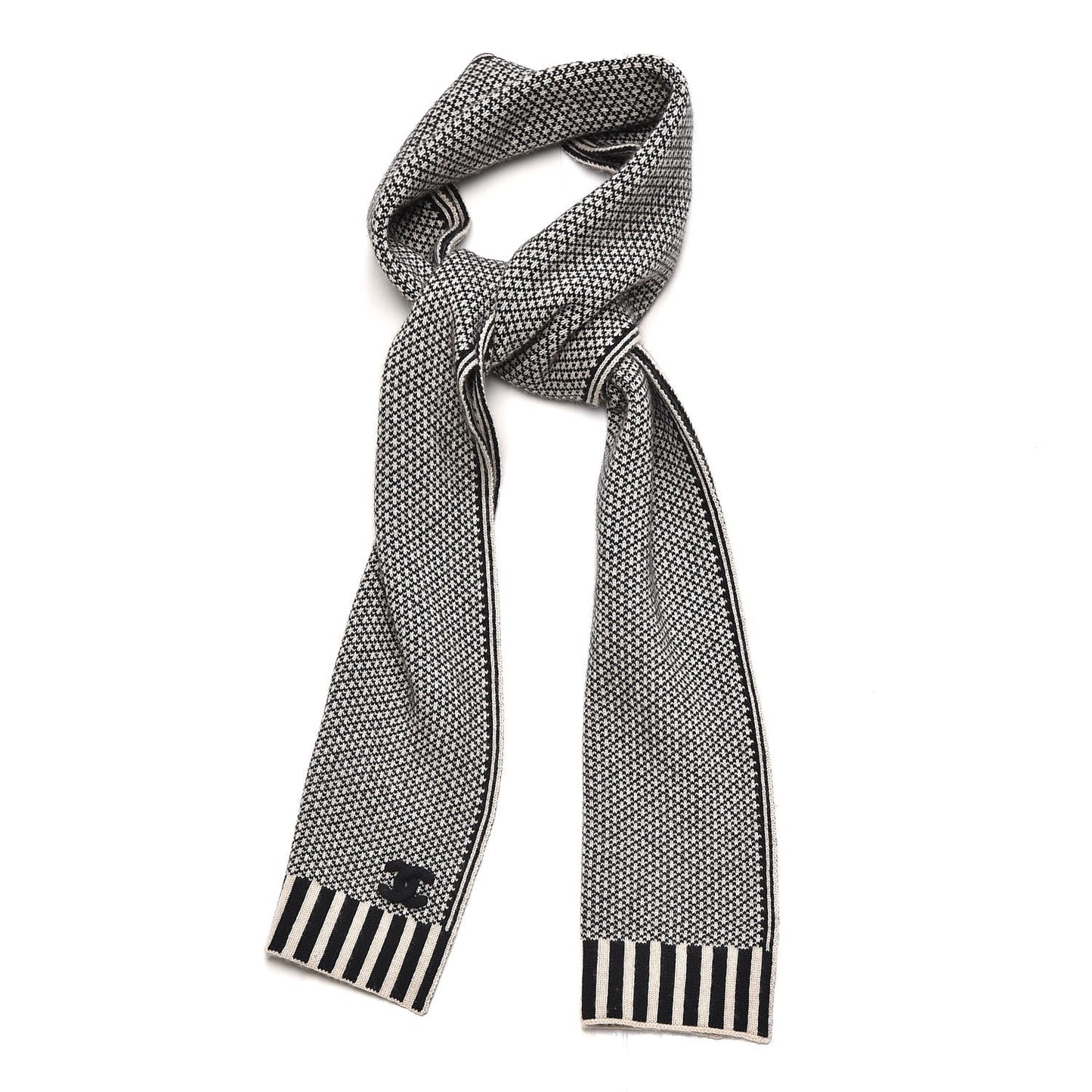 Cashmere Houndstooth CC Scarf Black Beige