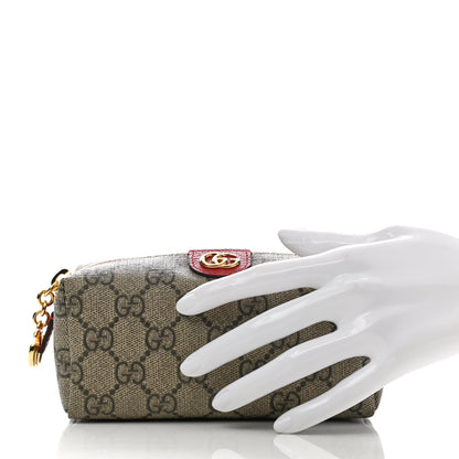 Gucci Soft GG Supreme Monogram Calfskin Small Ophidia Cosmetic Case Beige Ebony Hibiscus Red 2 of 8