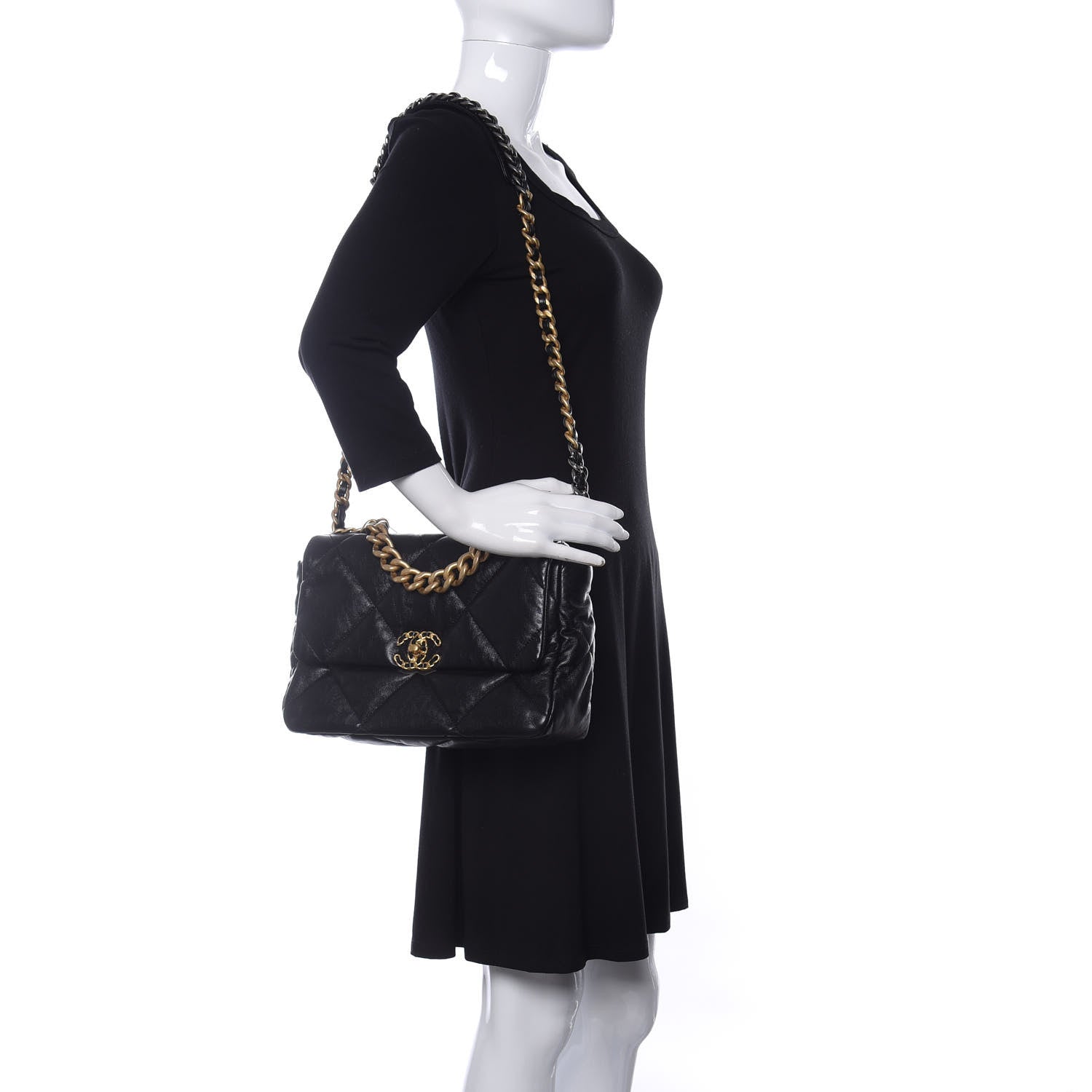 Chanel Lambskin Quilted Large Chanel 19 Flap Black 2 of 11