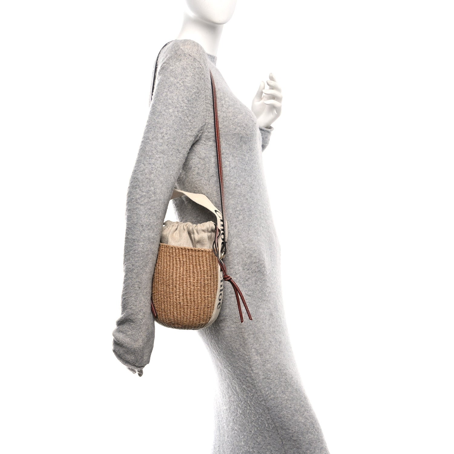 Chloe Raffia Calfskin Small Woody Basket Bag Brown 2 of 10