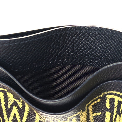 Balenciaga Signature Grained Calfskin Graffiti Ville Multi Card Holder Black Yellow 6 of 8