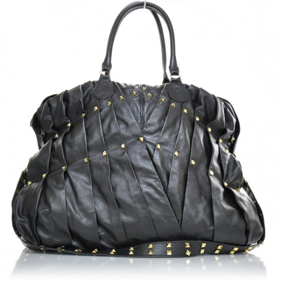Valentino Garavani Leather XL Maizeon Studded Tote Black 1 of 9