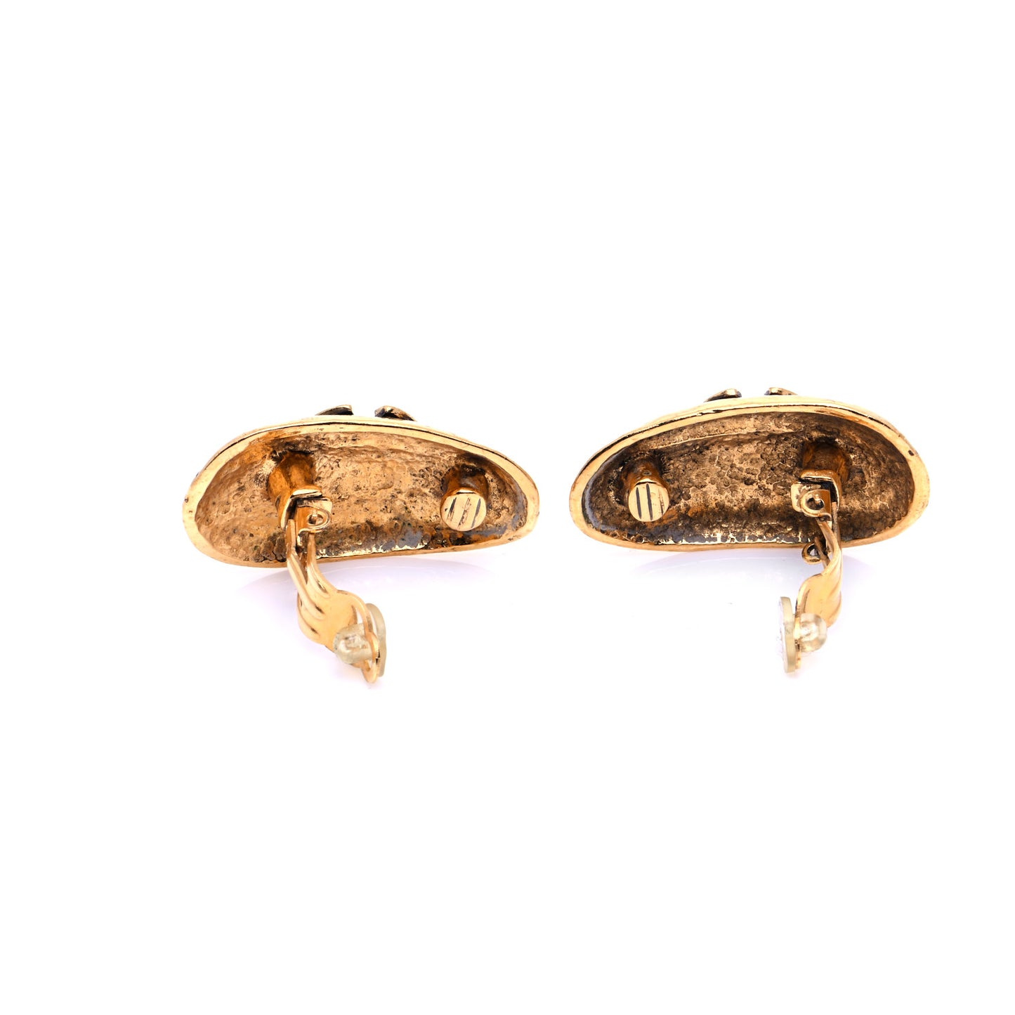 Oval CC Clip On Earrings Gold