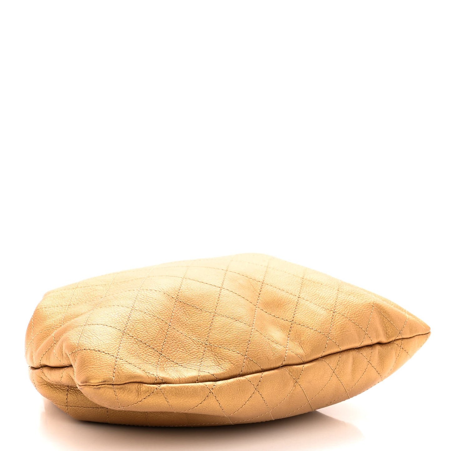 Metallic Calfskin Quilted Small Drawstring Bag Gold