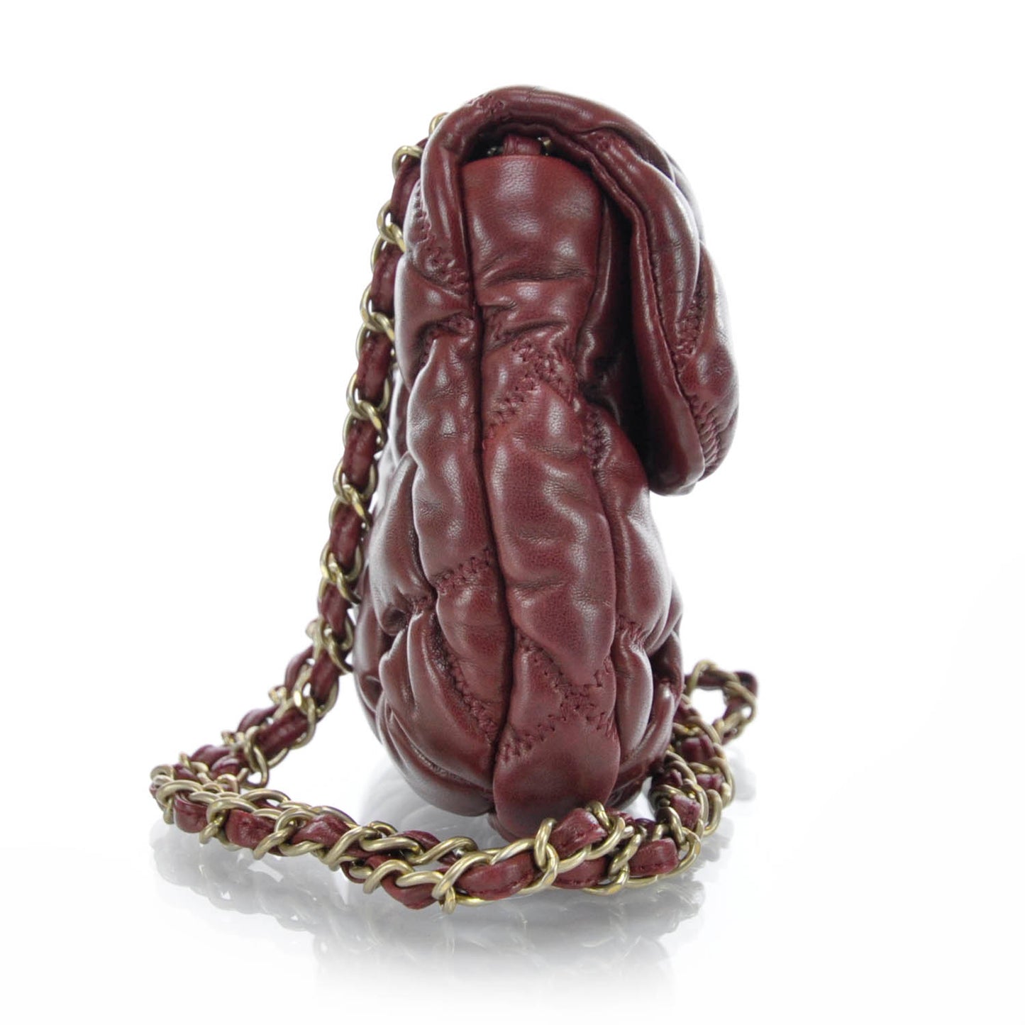 Lambskin Mini Bubble Quilt Flap Bordeaux