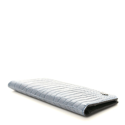 Jimmy Choo Calfskin Crocodile Embossed Saif Vertical Wallet Blue 4 of 6