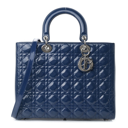 Christian Dior Patent Cannage Large Lady Dior Blue 1 of 8
