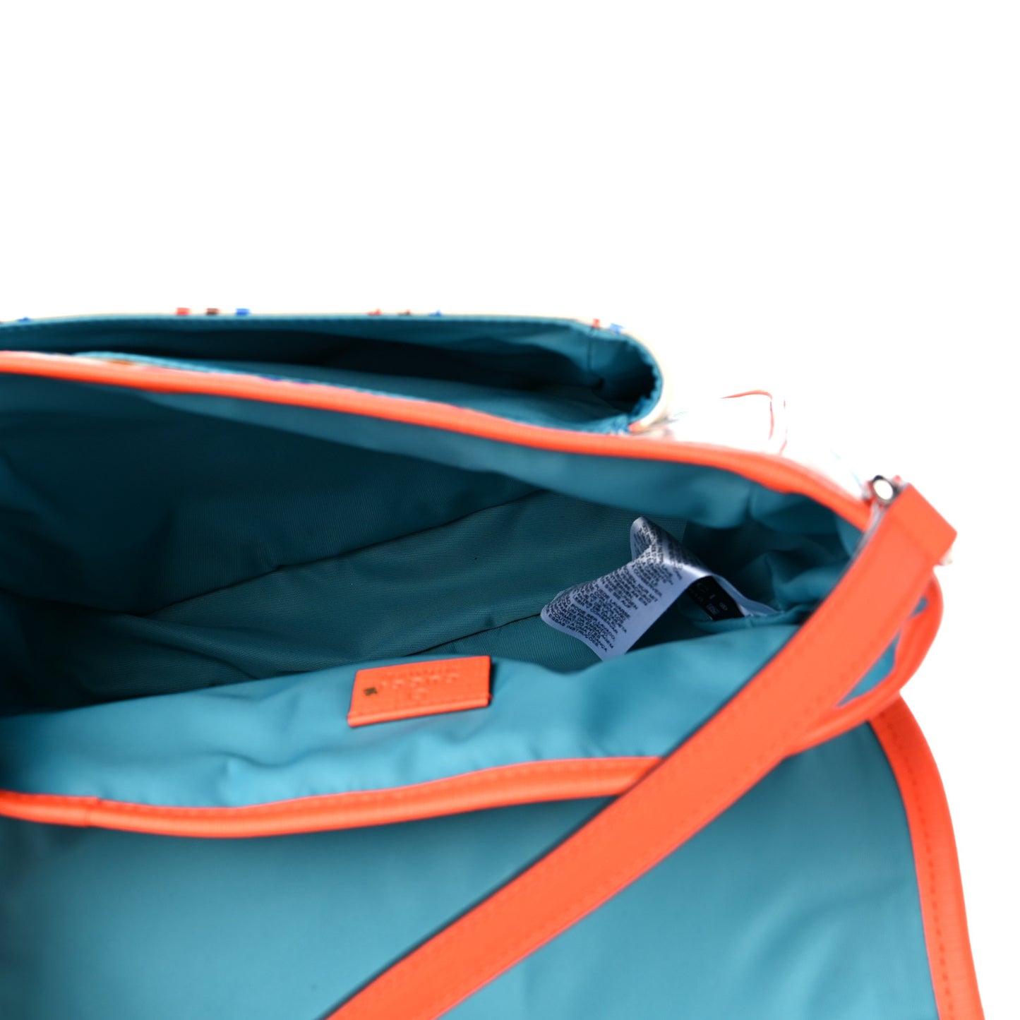 Coated Canvas Logo Star Print Childrens Messenger Bag Beige Multicolor Vibrant Orange