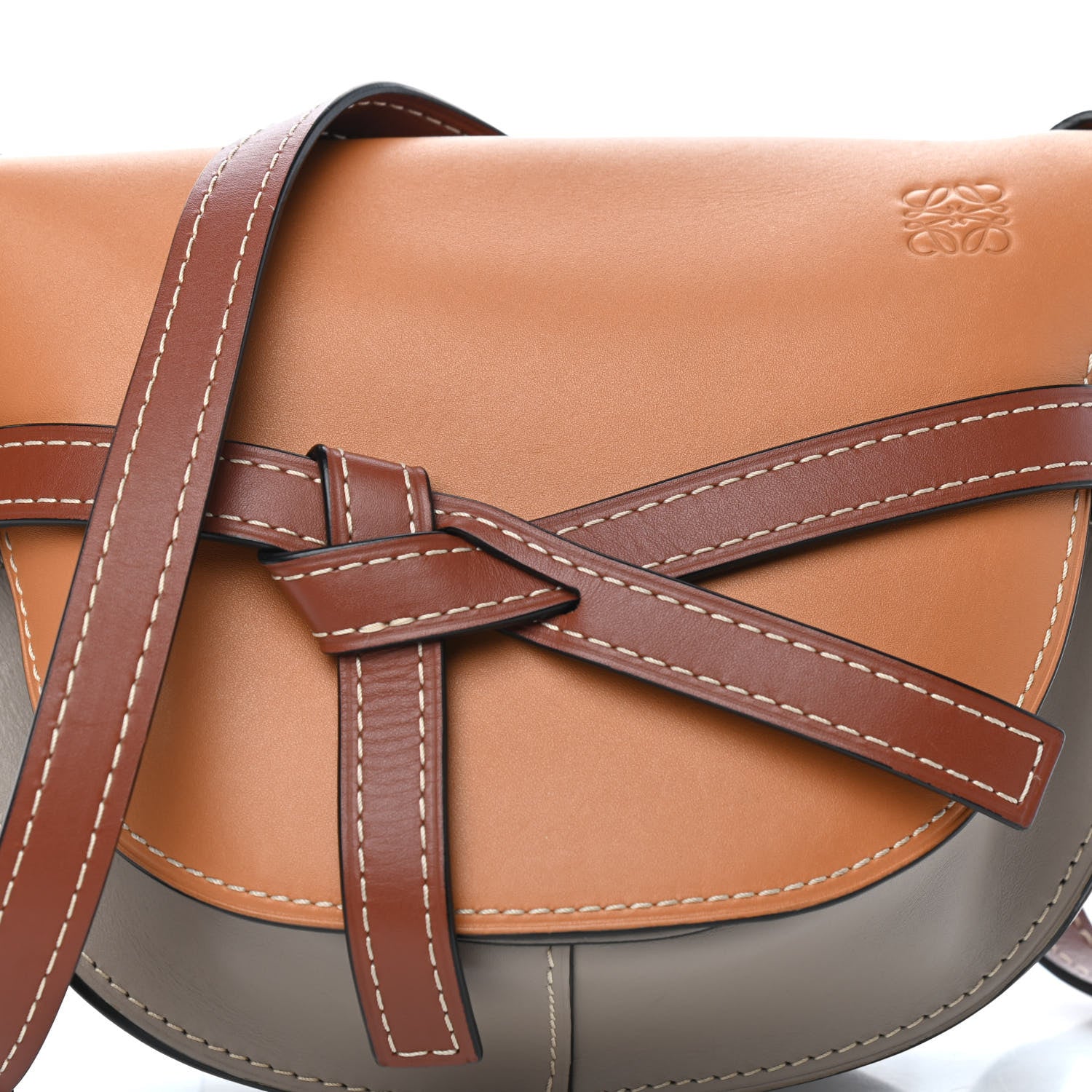 Loewe Calfskin Small Gate Crossbody Bag Amber Light Grey Rust 9 of 10