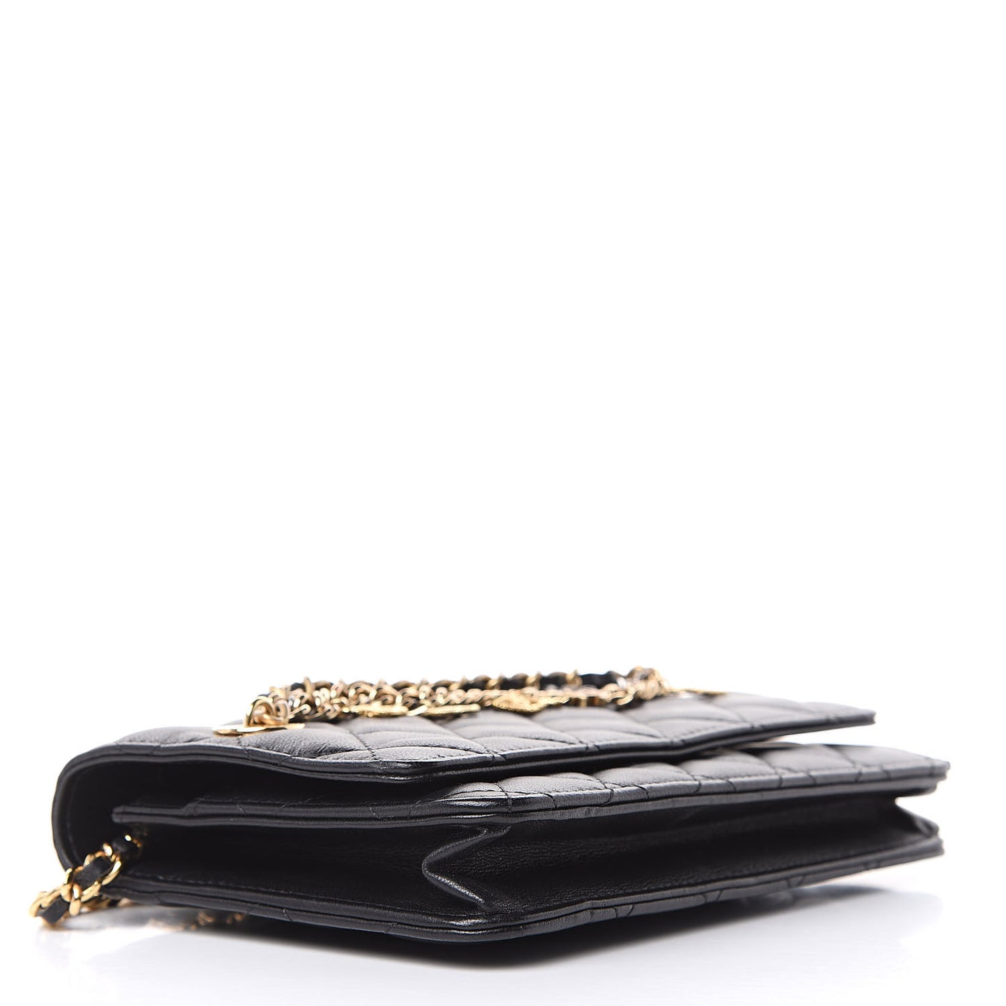 Lambskin Quilted Egyptian Amulet Wallet On Chain WOC Black