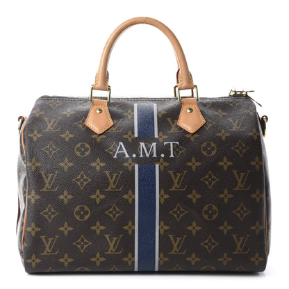 Louis Vuitton Monogram My LV Heritage Speedy Bandouliere 30 Blue Marine Gris 1 of 13