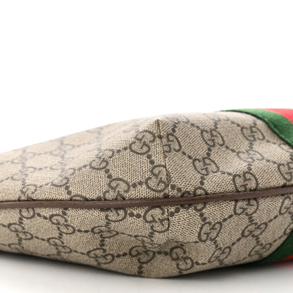Gucci GG Supreme Monogram Textured Dollar Calfskin Web Small Ophidia Half Moon Hobo Beige Ebony New Acero 9 of 11