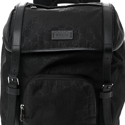 Gucci Nylon Monogram Medium Light Double Buckle Backpack Black 8 of 11