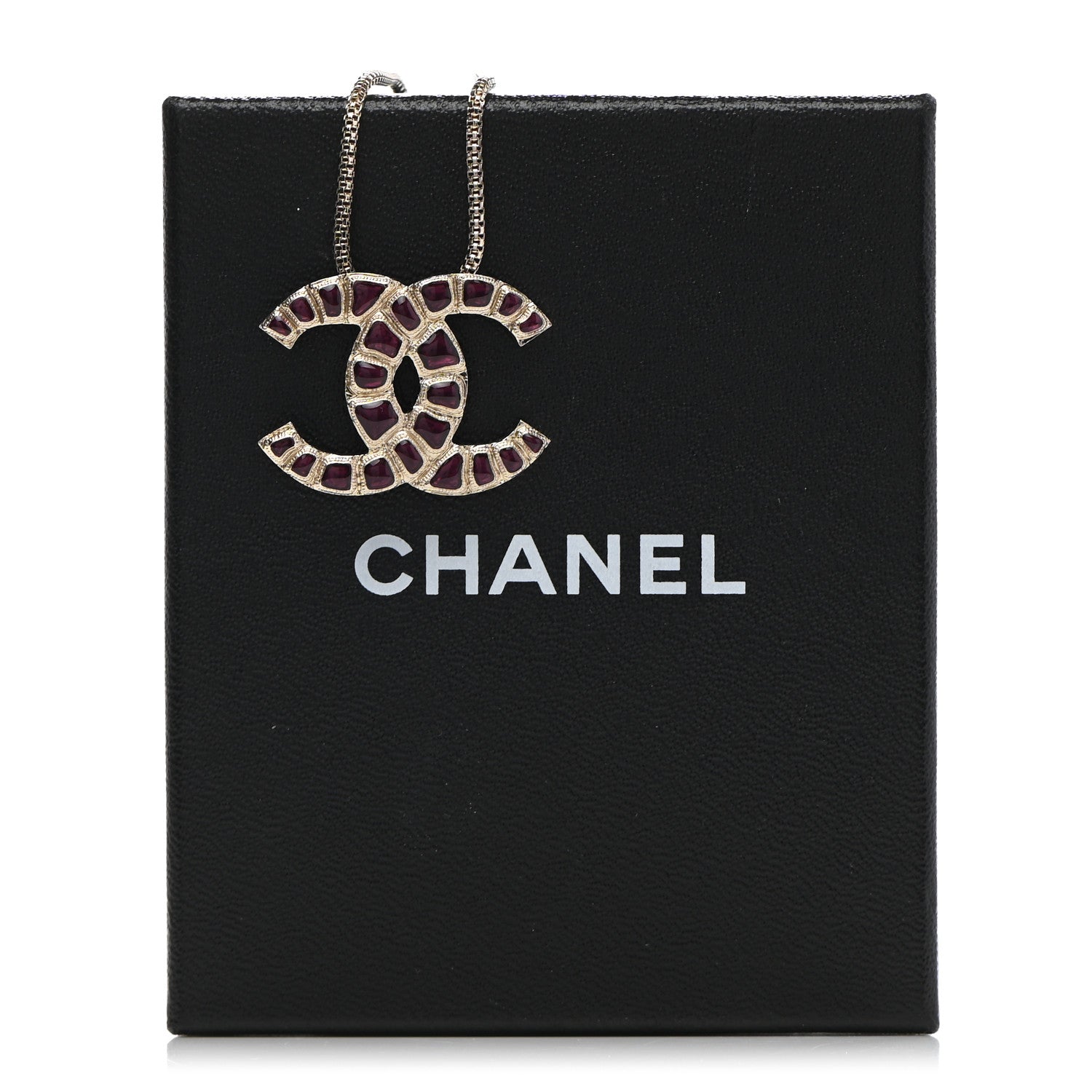 Chanel Resin Along The Nile CC Pendant Necklace Gold Purple 7 of 7