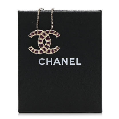 Chanel Resin Along The Nile CC Pendant Necklace Gold Purple 7 of 7