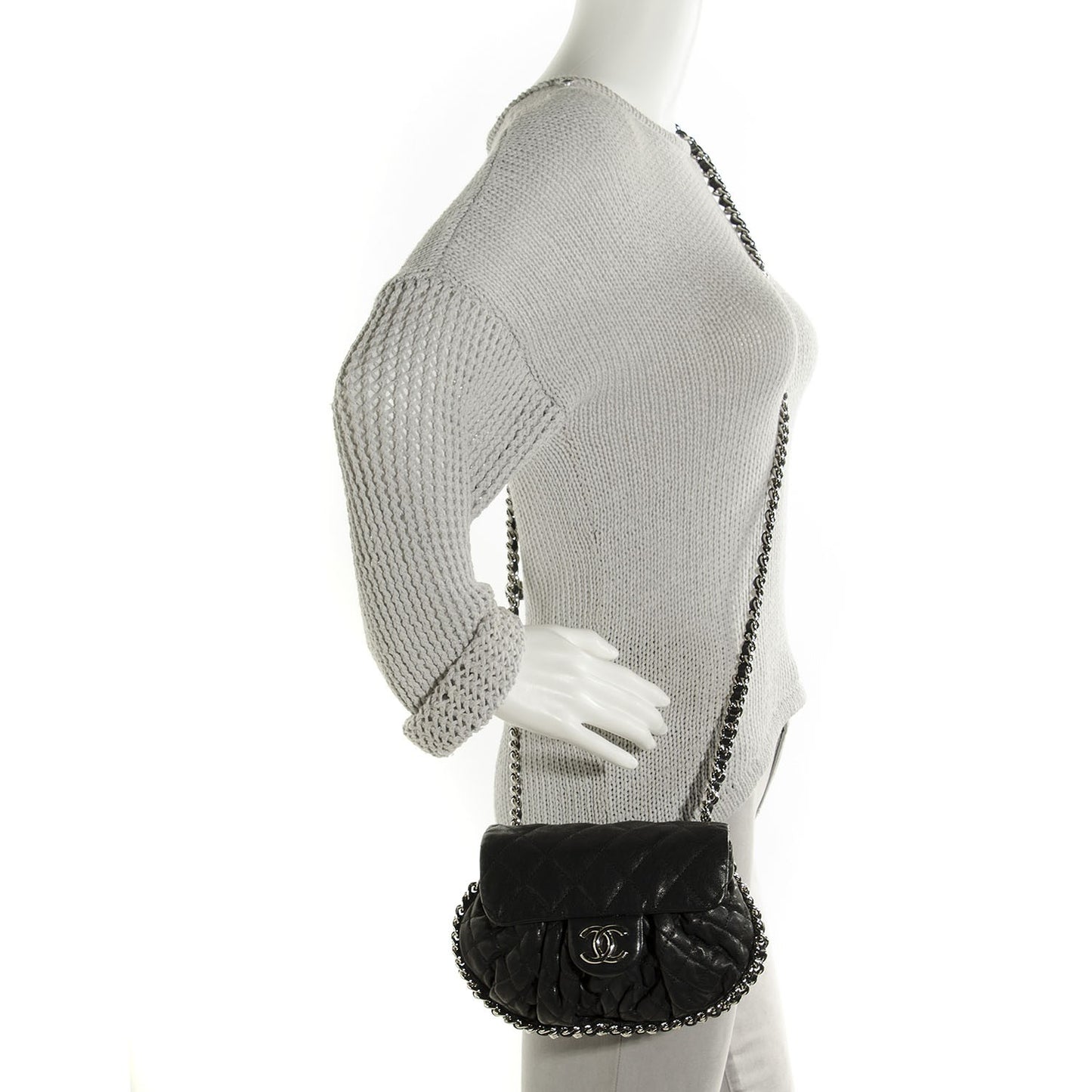 Washed Lambskin Mini Chain Around Messenger Black