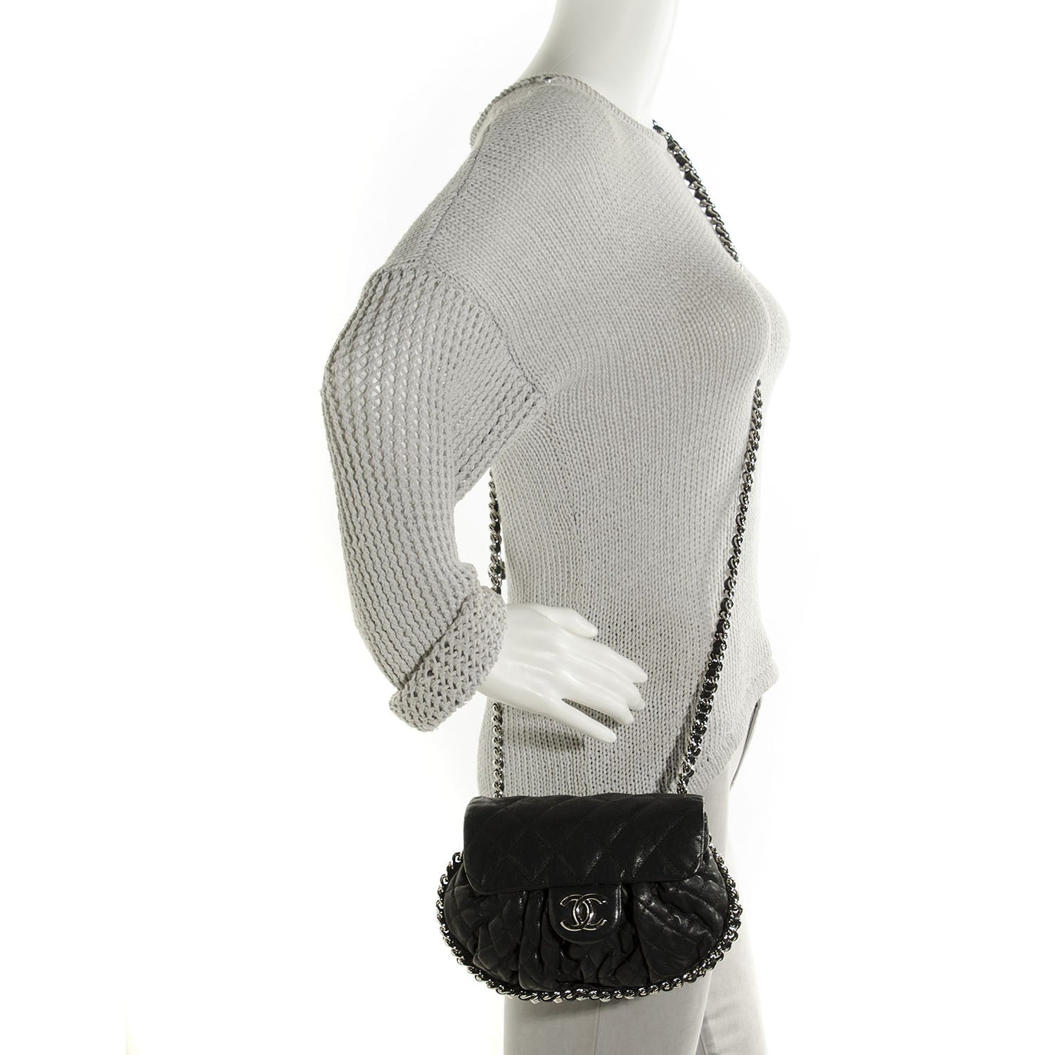 Chanel Washed Lambskin Mini Chain Around Messenger Black 2 of 7