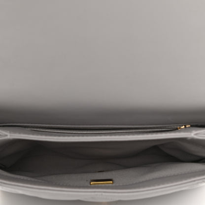 Chanel Lambskin Quilted Chain Top Handle Flap Light Grey 5 of 10