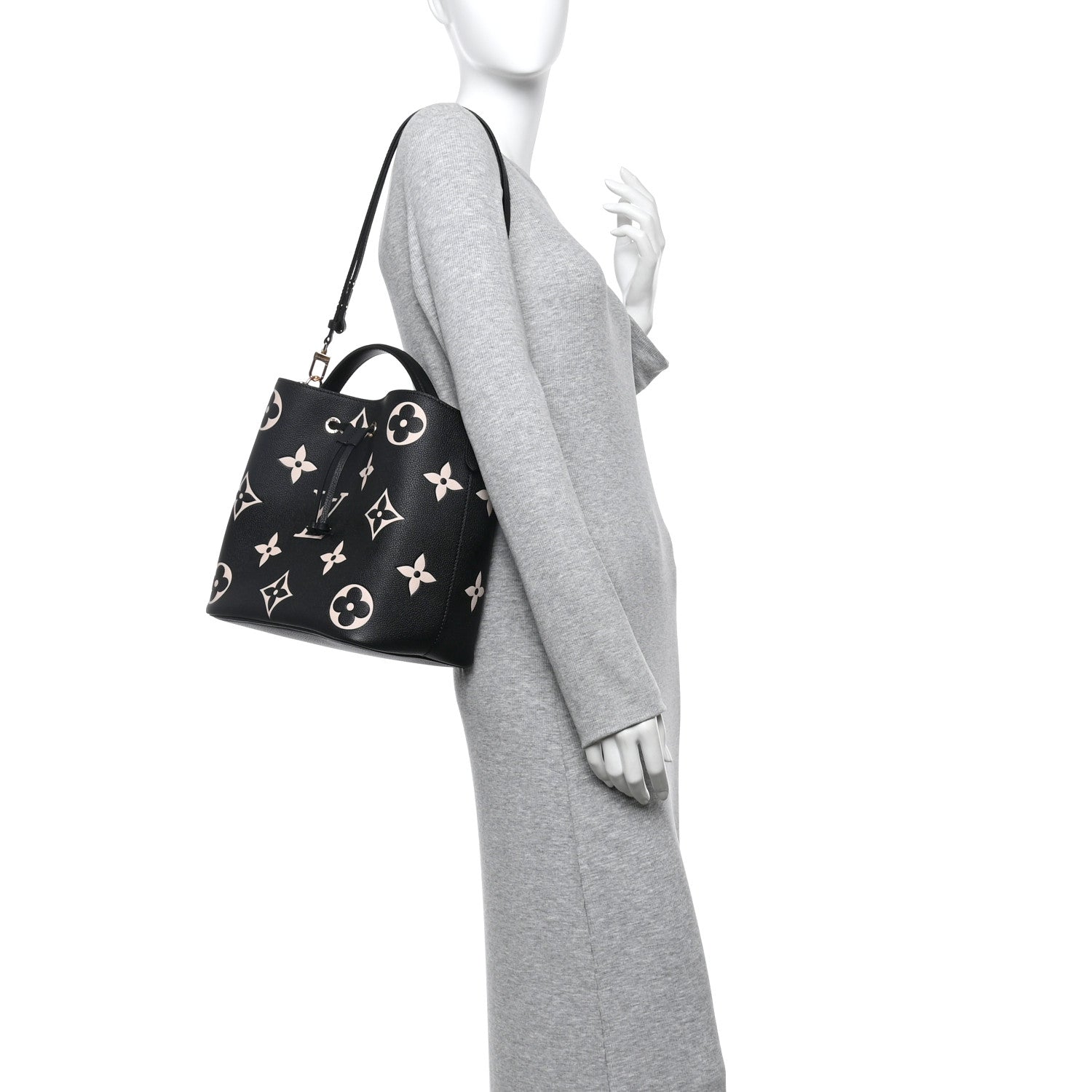 Louis Vuitton Empreinte Monogram Giant Neonoe MM Black Beige 2 of 12