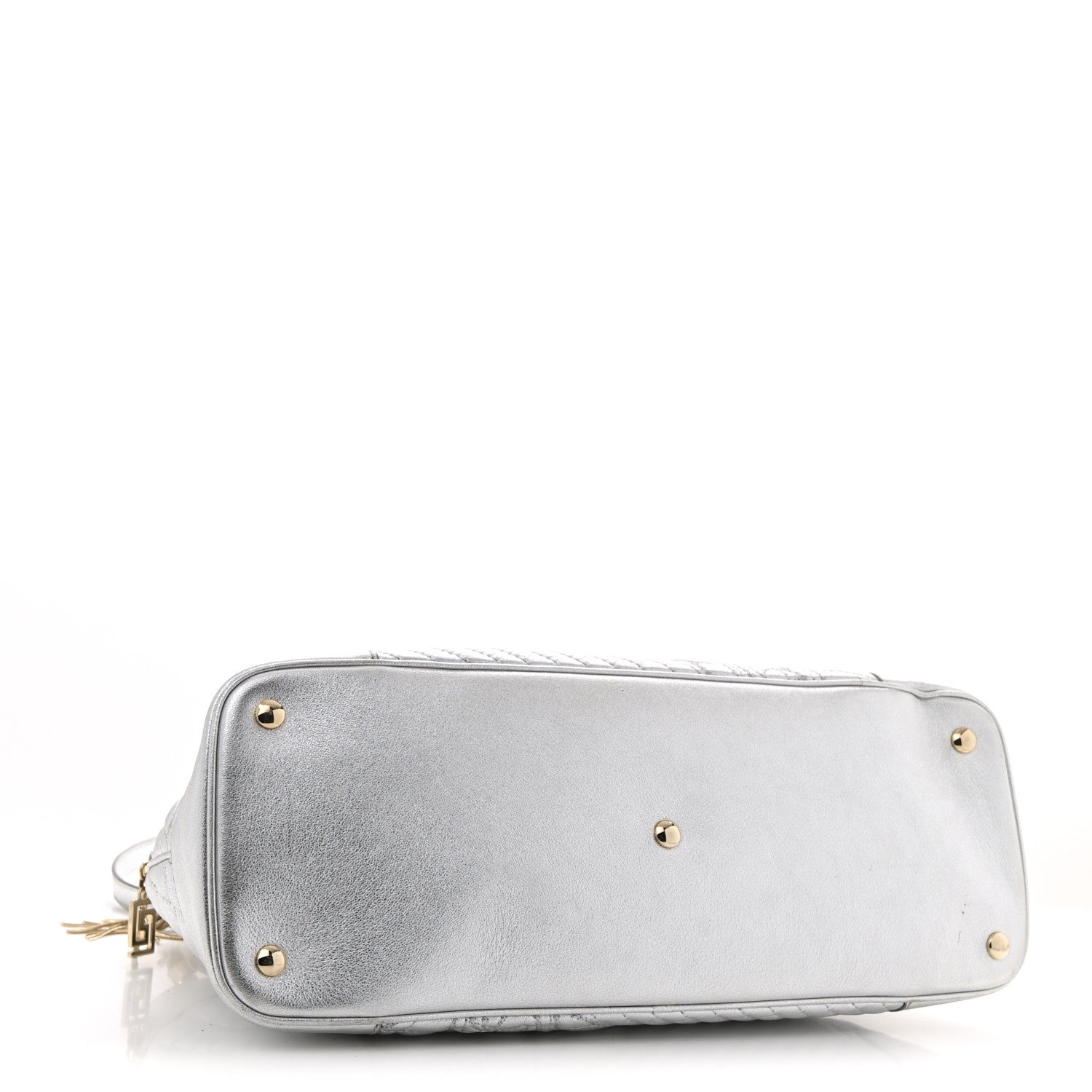 Versace Metallic Quilted Nappa Altea Vanitas Lady Athena Silver 4 of 13