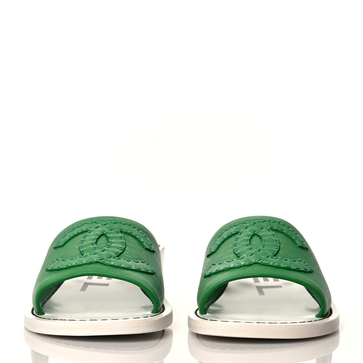 Calfskin CC Mules 36.5 Green White