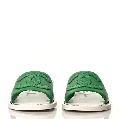 Chanel Calfskin CC Mules 36.5 Green White 2 of 9