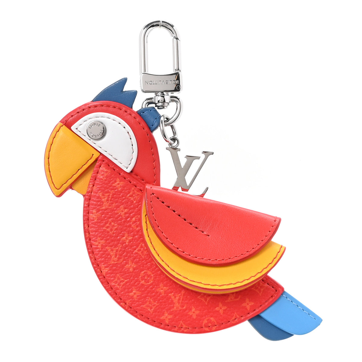 Calfskin Monogram LV Parrot Bag Charm Red