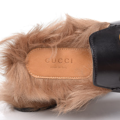 Gucci Calfskin Fur Womens Princetown Slippers 37 Black 5 of 9