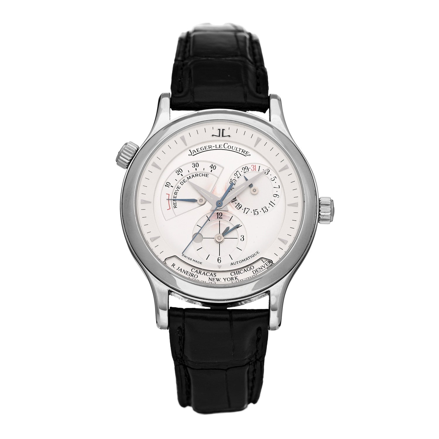 Jaeger-LeCoultre Stainless Steel Alligator 38mm Master Geographic Automatic Watch 142.8.92 1 of 4