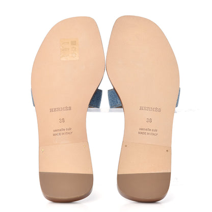Hermes Denim Canvas Oran Sandals 36 Bleu Clair 6 of 9